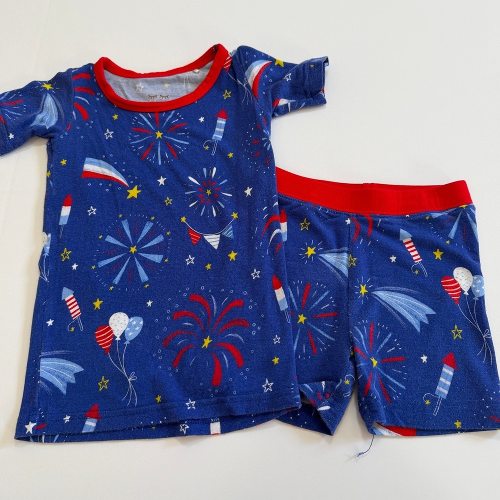 Little Sleepies Fireworks Patriotic Bamboo Shorts Pajama Set 18-24 Months